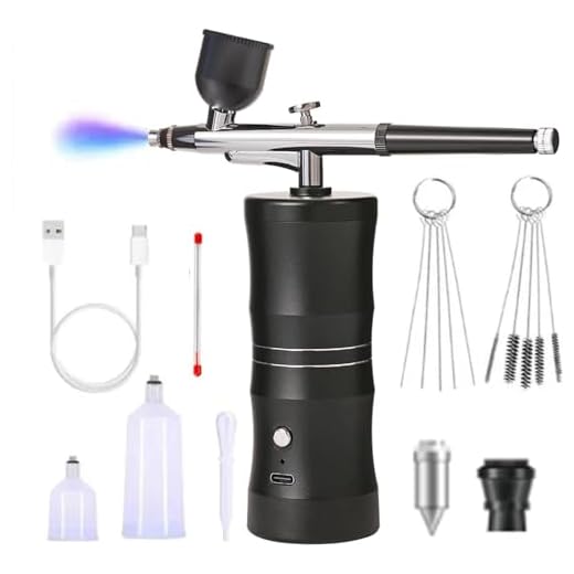 Mini Aerógrafo Set con compresor de Aire, Kit de aerógrafo inalámbrico portátil y Kit de aerógrafo de Mano Recargable con Boquilla de 0,3 mm para Maquillaje, decoración de Pasteles (Negro)