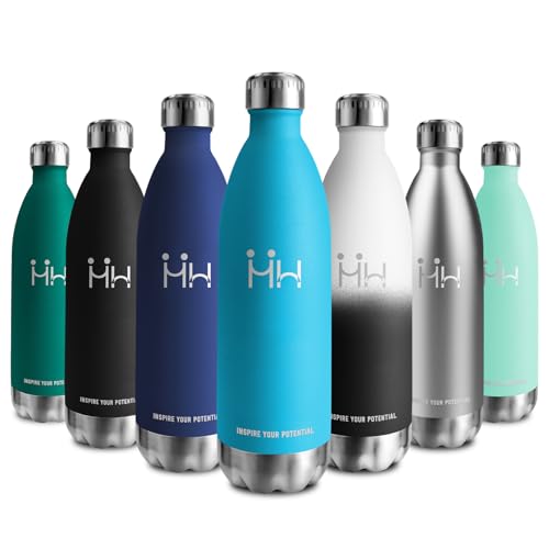 Botella Agua Acero Inoxidable 1L, Botella Termica sin BPA, Termo Agua a Prueba de Fugas, Garrafa Termica Reutilizable, Cantimplora Termica para Niños, Escuela, Oficina, Gimnasio, Deporte, Viajes