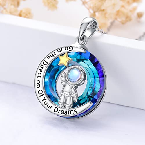 MONGAS Crystal Necklace Music/Astronaut/Fairy/Airplane/Cello/Dog Cat/Unicorn Necklace Sterling Silver Music/Astronaut/Fairy/Airplane/Cello/Dog Cat/Unicorn Jewelry for Women4