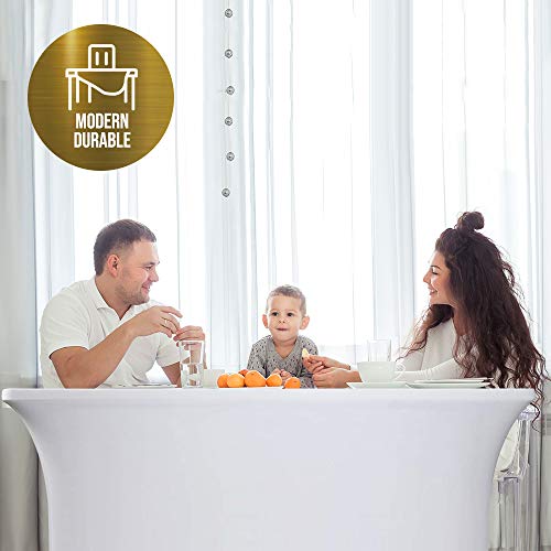 White Classic Wealuxe 6-Feet Rectangle Tablecloth - Stretchable Table Cloth Cover, White, 2 Pack #TOP4