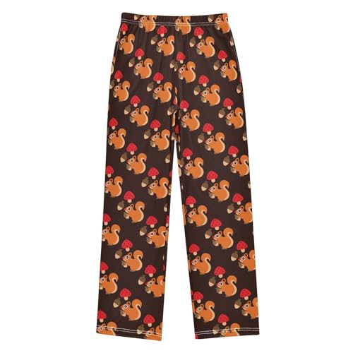 Squirrel Mushroom Pine Cone Boys Long Pants Soft Trousers Elastic Waist Kids Lounge Bottoms with Pockets S-XL