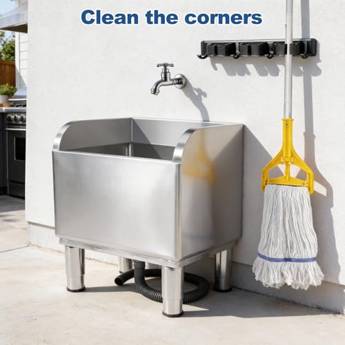 17 3/4in Stainless Steel Floor Mop Sink with Detachable Mop by cudnt - Image 3