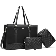 Keyli 3pcs Laptop Bag for Women,15.6 Inch Canvas Tote Bag Work Bags Large Business Computer Briefcase Shoulder Handbag Purse