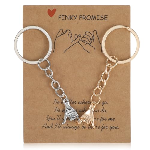 2Pcs Matching Couple Keychain Gifts for Boyfriend Girlfriend Pinky Promise Couples Gifts for Him and...