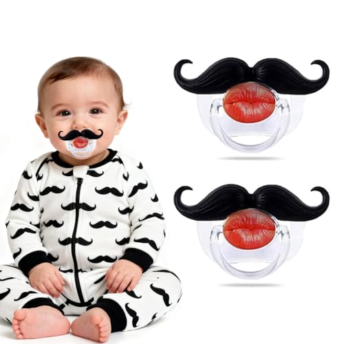 Image of Funny Baby Pacifiers,Mustache Pacifiers 0-18 Months for Babies,Mustache Binky,Gift for Newborns,Infants,Toddlers,Baby Boys,BPA Free(Mustache Pacifiers)