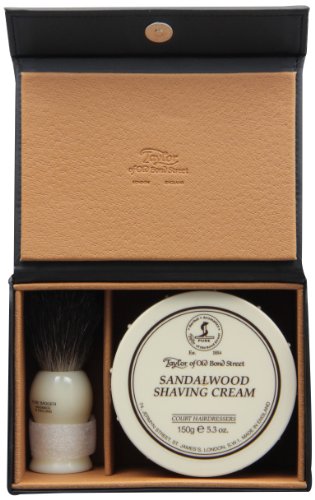 Taylor of Old Bond Street Luxury Shaving Gift Set Box - Sandalwood Shaving Cream & Pure Badger Shaving Brush *NEW*