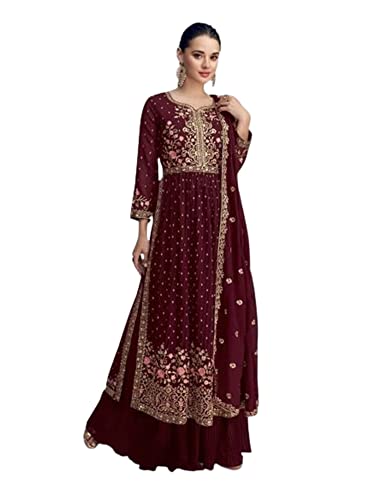 Abaya musulmane Salwar Kameez costume de luxe en georgette cousue
