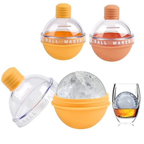 Ampoules Moule à GlaçOn Boule SphéRique, Grands Moules à SphèRe de Glace RéUtilisables, 2,5 Pouces Moule CréAtif pour Boule de Glace au Whisky pour Boissons & Cocktails (Rose + Jaune)