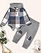 Fommy Baby Boy Clothes 9-12 Months Fashion Infant Boy Outfits Baby Gray Flannel Plaid Long Sleeve Hoodie Romper & Gray Pants Fall Winter 2 Pcs Clothes for Boy