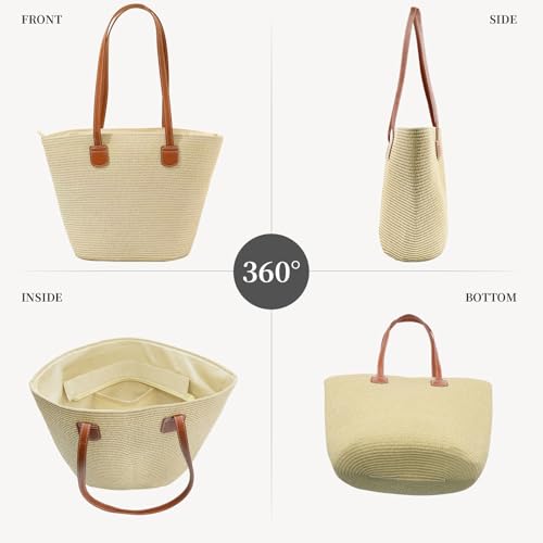 Image of Crochet Beach Bag Woven Tote Bag Summer Crochet Purses for Women handbag Boho Shoulder Bags for Travel Vacation