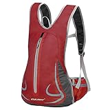 EULANT Skirucksack Klein für Damen & Herren, Leicht Laufrucksack 15L,Wasserdicht Kleiner Sport Rucksack für Fahrrad Trekking Skifahren Wander Joggen, Rot