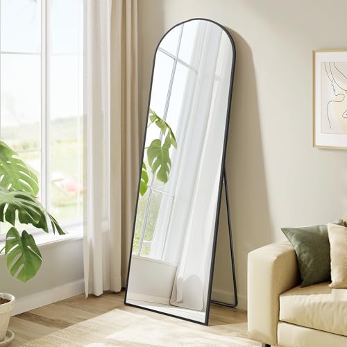SONGMICS Ganzkörperspiegel 160 x 50 cm gewölbter Standspiegel Rahmen aus Aluminiumlegierung Hartglas für Schlafzimmer Wohnzimmer Garderobe tintenschwarz LFM031B01