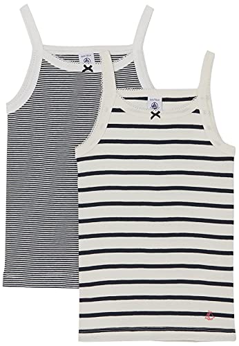 Petit Bateau Girls' Striped Organic Cotton Vest Tops - 2-Pack Style A01F7 Sizes 2-18 Years
