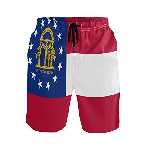Georgia Editable Flags Men's Swim Trunks Beach Shorts Quick Dry Swim Board shorts With Pockets XL
