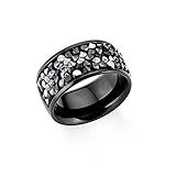 tommy hilfiger weste damen gelb Damen-Ring aus IP Black beschichtetem Edelstahl der Marke s.Oliver