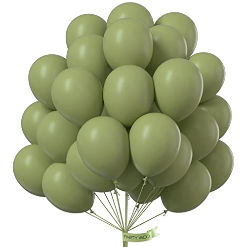 Image of PartyWoo Retro Green Balloons, 100 pcs 10 Inch Sage Green Balloons, Green Balloons for Balloon Garland Arch as Party Decorations, Birthday Decorations, Wedding Decorations, Baby Shower Decorations