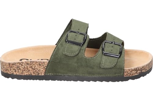 Skydiva Sandalias Planas para Mujer, Modelo RT, Verde Khaki, Doble Hebilla Ajustable, Suela de Corcho y Goma, 2.5 cm (Verde, Sistema tallas calzado EU, Adulto, Mujer, Números, mediano, 38)