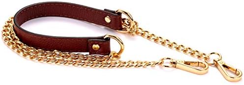 Gold Chain Strap with Leather Purse Straps Replacement Crossbody Bag Accessory