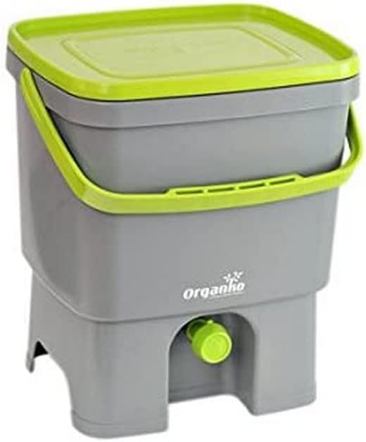 Cuisine-C 019750008 Bokashi Organic Eco Bin with Drain Grey Plastic 32 x 26 x 37.5 cm