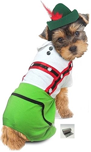 Puppe Love Oktoberfest Lederhosen Alpine Boy Costume with Bags- for Dog Size (M â€“ Chest 16-18.5â€, Neck 12â€, Back 12.5â€, Green)
