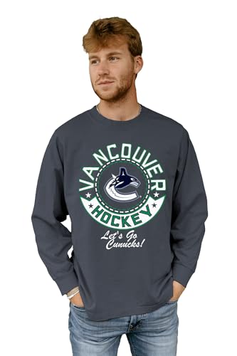 Blue 84 Vancouver Canucks NHL Officially Licensed Long Sleeve T-Shirt Throwback Honor, Large Team Color