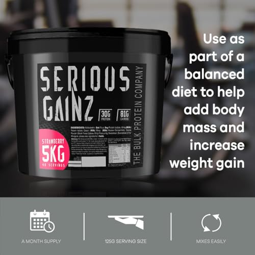 The Bulk Protein Company, SERIOUS GAINZ - Whey Protein Powder - Weight Gain, Mass Gainer - 30g Protein Powders (Strawberry, 5kg) - Image 5
