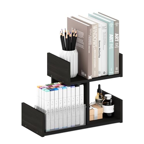 Image of Furinno HERMITE Desk File Folder Organizers, 3-Shelf Desktop Office Organization Racks, Desk Top Display Book Shelf, for Paper, Office Supplies, Magazine, Espresso