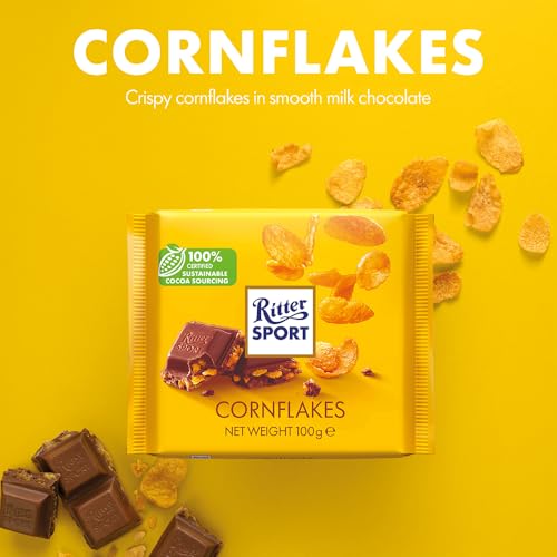Ritter Sport Cornflake Milk Chocolate Bar, 100g, Case of 10, Chocolate Sharing Bar