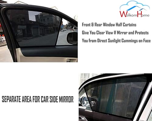 Image of WolkomHome Car Accessories Fix Curtain Window Shades - Half Curtains Sunshade for XUV 3XO EV | Premium Heat Protection & UV Ray Blocker | Magnetic Fit Mesh Side Window Screen