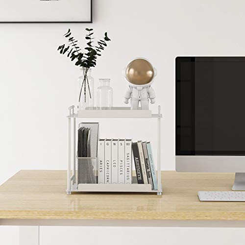 Fle Bathroom Organizer Countertop,2 Tier Bathroom Counter Organizer Kitchen Spice Rack Cosmetic Organizer,Countertop Storage Shelf For Bathroom, Kitchen, Living Room, Bedroom, Dressing Table,White #TOP4