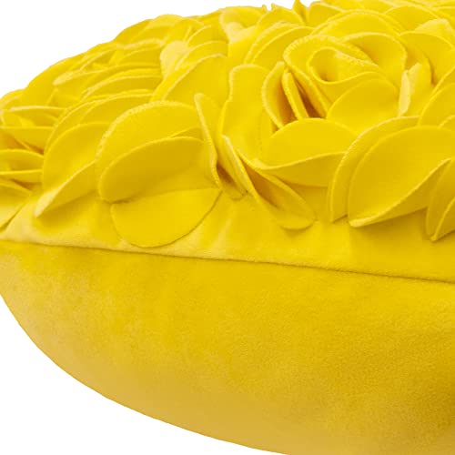 Jwh 3D Flower Throw Pillow Cover Decorative Heart Accent Pillow Case Love Pillowcase Velvet Cushion For Bedroom Bed Couch Girls Car 14 X 16 Inch Bright Yellow #TOP4