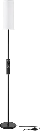Miniatura 8 de Ambimall Lámpara de pie para sala de estar - Lámparas de poste para dormitorios, lámparas de pie plateadas con pantalla blanca, lámpara de 65