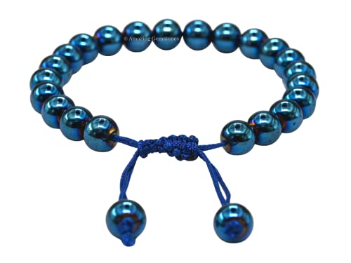 Blue Hematite Bracelet For Women Men's Gifts - Protection Healing Crystal Bracelet - 8Mm Gemstone Beaded Adjustable Bracelet #TOP6