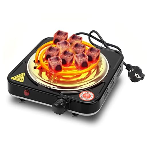 Punvot Encendedor de Carbón Hornillo Cachimba Electrico, 1000 W Quemador de Carbones Eléctrico, Cable de 150cm de Largo Portátil para Camping Barbacoa Encendedor de Carbón de Coco, Carbón de Bambú