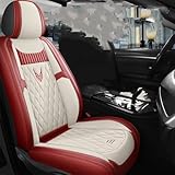 Housse Siège Voiture pour Peugeot 206 307 pour SW 308 407 408 508 208 2008 3008 4008 5008 pour RCZ Auto Intérieur Cuir Housses Siège Ensemble Complet(Beige Red Front)