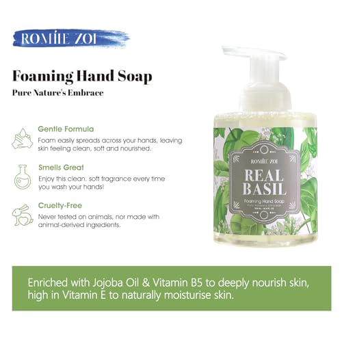 Image of ROMIIE ZOI Foaming Hand Soap, Basil, 500ml / 16.8fl.oz | With Gift Box, Gentle cleansing, nourishes skin without drying