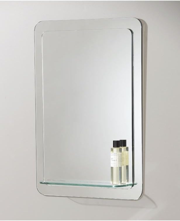 Modern Bathroom Mirror with Glass Shelf HP025736 Home