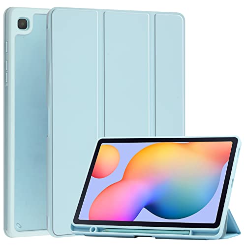 KuRoKo Galaxy Tab S6 lite 10.4 2022/2020 Case with Pen Holder- Lightweight Shockproof Cover with Clear Transparent Back Shell for Galaxy Tab S6 lite 10.4 (SM-P610/P613/P615/P619)-Blue