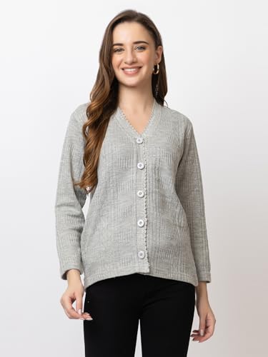 Image of Women's Warm Woolen Cardigan - Stylish Full Sleeve Knitwear for Winter, Cozy & Elegant Sweater