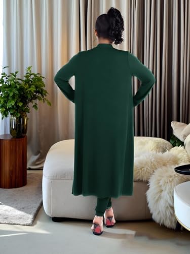 Image of Max2co Women 2 Piece Outfits Floral Long Sleeves Open Front Cardigan Cover up with Leggings High Waist Long Pants Set