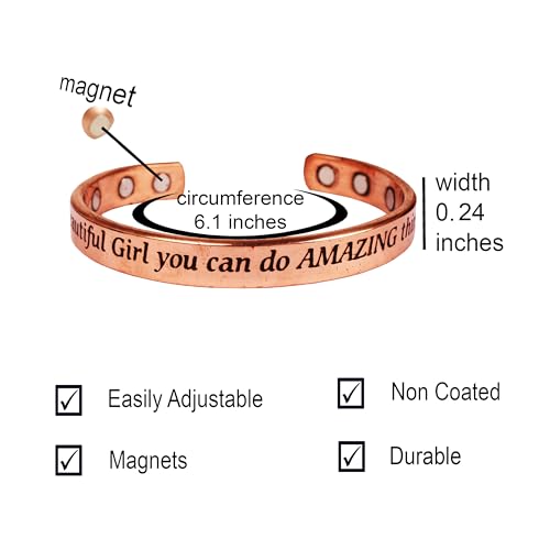 Touchstone Inspirational Copper Engraved Magnetic Bracelets for Women-Personalized Jewelry Gifts for Best Friend/Mom/Daughter/Sister - Adjustable Bracelet. Motivational Message3