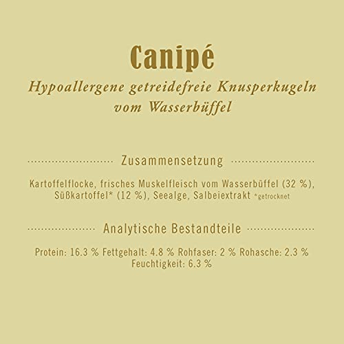 Terra Canis Büffel - Canipé Hypoallergen Knusperkugeln, 200g I Hundesnack in 100% Lebensmittelqualität Aller Rohstoffe | getreidefrei