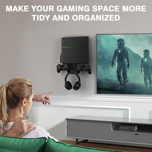 Wall Mount for PS4, Stealth Wall Mount for PS4 Original (Old Model), with Detachable 2 Controller Holder & Headphone Hanger, Mount on The Wall or on The Back of The TV