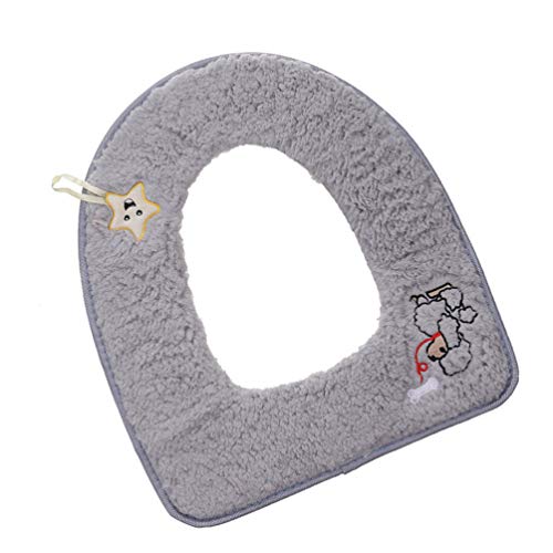 Cabilock Elegant Toilet Seat Mat Super Thick Soft Washable Comfortable for Ages Grey