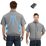 FERNIDA Chaleco refrigerante con batería de 10000 mAh de 7,4 V, chaleco de refrigeración eléctrico con 4 ventiladores para verano, clima caliente, ropa de refrigeración transpirable para hombres y