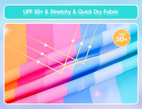 Image of Girls Swimsuit Long Sleeve Rush Guard Bathing Suit Swimwear with Bikini Bottom Sun Protection