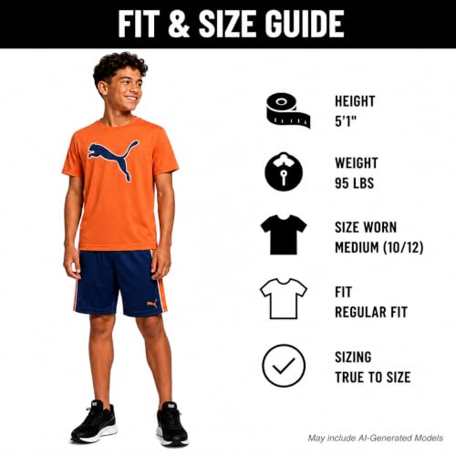 Image of PUMA Boys Active Shorts Set - 3 Piece Performance T-Shirt, Dry Fit Tank Top, and Gym Shorts - Activewear Set for Boys (4-16)