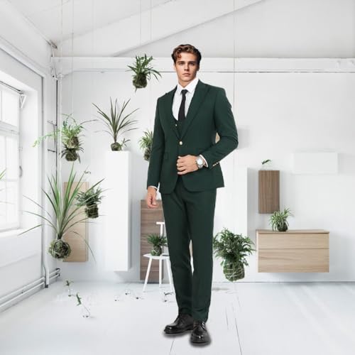 Men's Suit 3 Piece Slim Fit Double Breasted Vest Suit Formal Groomsmen Wedding Prom Blazer Jacket Suit Pants Suits4