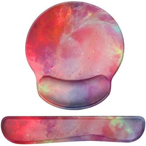 Jahosin Keyboard Wrist Rest Pad Set and Mouse Pad with Wrist Support,Non Slip &Durable & Comfortable Wrist Pad with Ergonomic Raised Memory Foam for Easy Typing & Pain Relief (KxMGalaxy) Cover