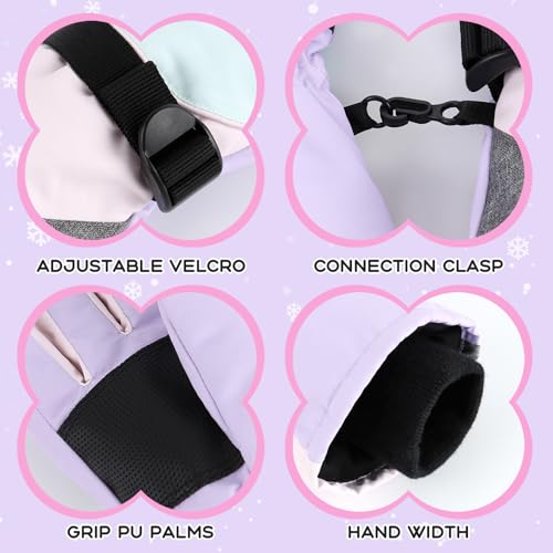 Image of Duoyeree Kids Winter Gloves, Waterproof 5-Finger Ski Gloves 4-13Y